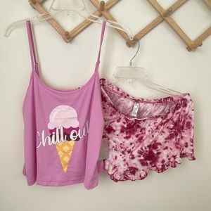 French Affair Cami & Tie Dye Shorts Sleep Set